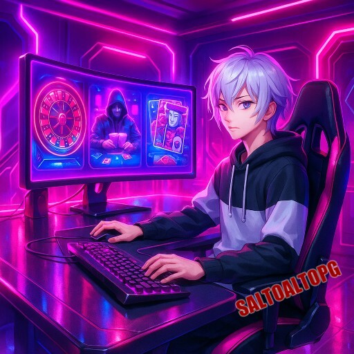 Imagem promocional da SALTOALTOPG mostrando a plataforma e suas vantagens